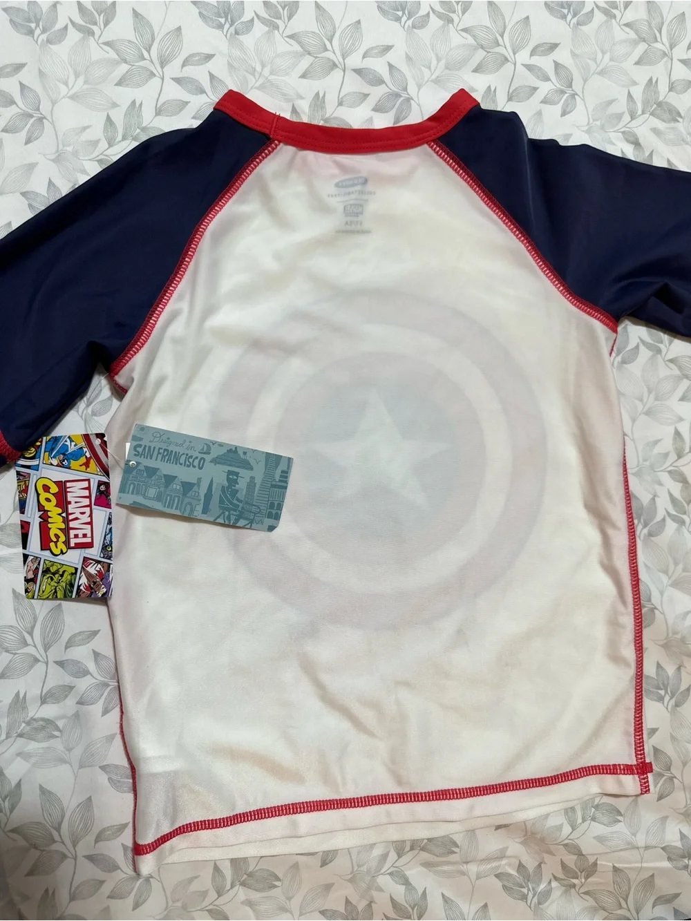 Old Navy Kids Marvel Rash Guard - Red, White, Red  & Navy , Captain America 5T